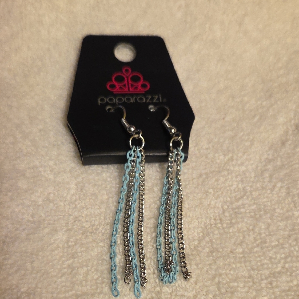 Paparazzi Silver and Blue Dangle Earrings